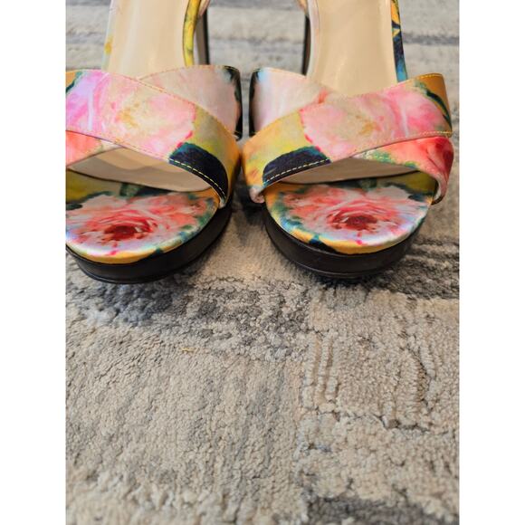 Nine West Floral Heels Open Toe Size 8 - Picture 6 of 9